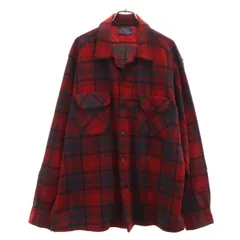 PENDLETON ペンドルトン 50s 60s ヴィンテージ チェック柄 長袖 ウールシャツ L レッド メンズ 古着のサムネイル