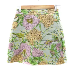 イムブリー IM VELY 台形スカート ミニ丈 花柄 S マルチカラー ミントグリーン /YK2