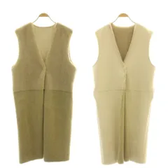 アメリヴィンテージ Ameri VINTAGE アメリ AMERI 24AW FABRIC BLOCKING LONG BOA VEST ボアロングベスト リバーシブル M ベージュ /DF ■OS