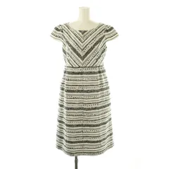 ルネ Rene × TISSUE フロントジップツイードワンピース ひざ丈 34 ブラック ホワイト /DF ■OS