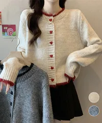 ハートボタンニットカーディガン長袖