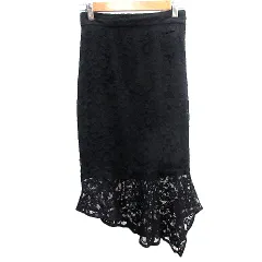 リップサービス LIP SERVICE タイトスカート ロング アシンメトリー 総レース S 黒 ブラック /AU