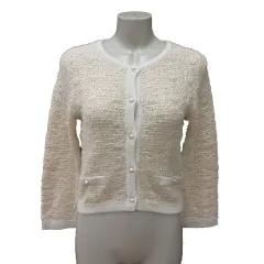 エフデ ef-de カーディガン ニット ラメ 長袖 9 白 アイボリー /MS