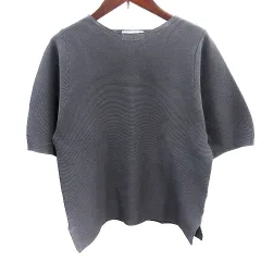 オペークドットクリップ OPAQUE.CLIP ニット カットソー ラウンドネック 五分袖 S チャコールグレー /AU