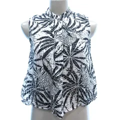 マカフィー MACPHEE トゥモローランド シャツ ブラウス 総柄 ギンガムチェック ノースリーブ 38 M 白 ホワイト /AU