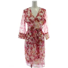 ダイアンフォンファステンバーグ DIANE von FURSTENBERG ラップワンピース 絹 シルク 8 ピンク系 総柄 長袖 Vネックひざ下丈  /GG ■GY35