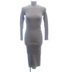 ザラ ZARA ニットワンピース ロング リブ 長袖 S ベージュ /AU