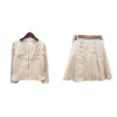 ジルスチュアート JILL STUART セットアップ 上下 ノーカラージャケット 総裏地 プリーツスカート ミニ S 0 XS 白 アイボリー /MN