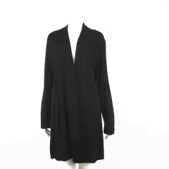 ファヴール FAVEUR 日本製 シアー ニット カーディガン ロング シルク 100％ トッパー 羽織り 長袖 XL 黒 ブラック 大きいサイズ