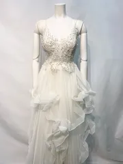 2444 Tika ティカ　キャバクラ　ロングドレス　レース　ストーン　プリンセス　チュール　誕生日　バースデー　イベント　キャバドレス　S
