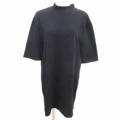 ザラ ZARA ワンピース ミニ ニット ハイネック 七分袖 L 黒 ブラック /YK