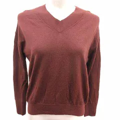 23区 オンワード樫山 ニット カットソー Vネック 長袖 ウール 38 M 茶 ブラウン /YK