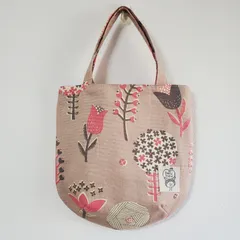 ハンドメイド 丸底トートバッグ(北欧フラワー)手作り 新品
