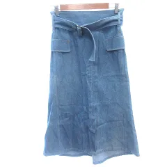 マイストラーダ Mystrada タイトスカート ミモレ ロング デニム ウエストマーク 38 M 水色 ライトブルー /AU