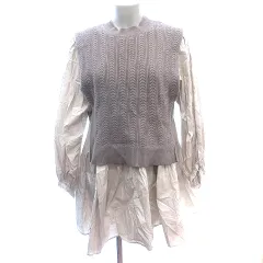 スナイデル SNIDEL 2点セット ニット ベスト プルオーバー レイヤード ケーブル シャツワンピース ミニ 長袖 F 茶 ブラウン /AU