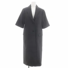 セオリーリュクス theory luxe IANAリネン半袖コート ロング バックスリット 38 M 黒 ブラック /YQ ■OS ■PN