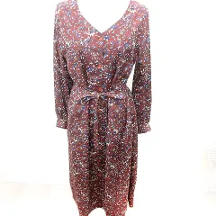 アーバンリサーチ サニーレーベル URBAN RESEARCH Sonny Label シャツワンピース Aライン ロング 総柄 ウエストマーク F 茶 ブラウン /RT