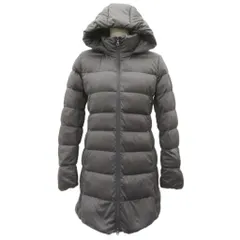ユニクロ UNIQLO ダウンコート M グレー 無地 スタンドカラー フード付き 2way ロング丈 /YS3 ■ECB002