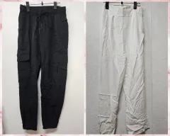 ブラック カーゴ ジョガーパンツ / ホワイト リネン ズボン セット