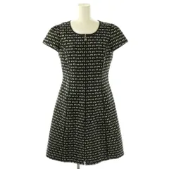 エムズグレイシー M'S GRACY リボン柄 ワンピース 半袖 膝丈 38 黒 白 /NR ■OS