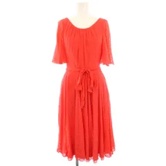 ケイトスペード KATE SPADE ワンピース ひざ丈 水玉 ドット柄 半袖 シフォン 0 赤 レッド /HN