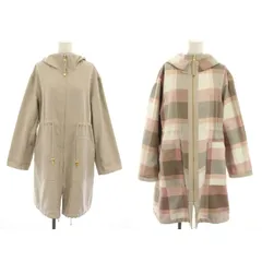 ブルーレーベルクレストブリッジ BLUE LABEL CRESTBRIDGE リバーシブルモッズコート アウター フード 無地 チェック柄 36 ベージュ ピンク 55A03-718-40 /YT