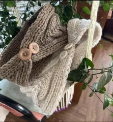 未使用ボタン ケーブル編み ニット ヘアバンド