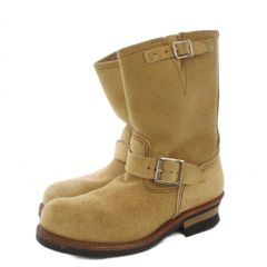 レッドウィング REDWING エンジニアブーツ タンラフアウト ショートブーツ スウェード 7.5 ベージュ 8268 /YT ●D