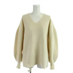 インディヴィ INDIVI ニット セーター ウール 38 アイボリー Vネック 長袖 バルーンスリーブ /AP