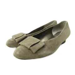 クリスチャンディオール Christian Dior パンプス シューズ ウェッジソール リボン スエード 4.5 21.5cm グレー 0321 IBO92