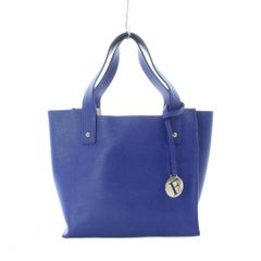 フルラ FURLA ハンドバッグ レザー 本革 青 無地 チャーム付き 台形型 /RI ■OS