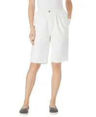 ウーマン ウィズイン レディース ボトムス ハーフパンツ・ショーツ コットン デニム Woman Within Womens Within 7Day ElasticWaist Cotton Denim Short White ホワイト