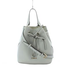 フルラ FURLA コスタンザ COSTANZA ハンドバッグ ショルダー 2way レザー 本革 水色 バケツ型 巾着開閉 /RI ■OS
