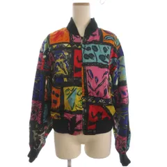 ツモリチサト TSUMORI CHISATO リバーシブルブルゾン ジャケット フルジップ ナイロン 総柄 黒 ブラック マルチカラー M ■GY99のサムネイル