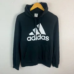 adidas アディダス スウェット パーカー ロゴプリント ブラック Lサイズ メンズ 古着 ストリート スポーツMIX