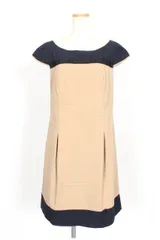 トッカ TOCCA ワンピース フレンチスリーブ ひざ丈 リボン 0 ベージュ /☆a0530 ■PN