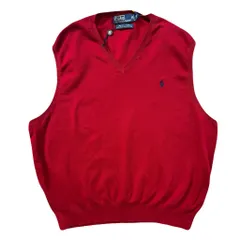 Polo by Ralph Lauren ポロ ラルフローレン デッドストック コットンニットベスト 赤 XXLサイズ No.EA255 