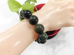 在庫処分 天然石 グリーンメノウ15.8～16.2mm玉ブレスレット 内周18.3cm 　　261221244