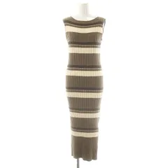 ハーリップトゥ Her lip to 23SS Cotton Striped Ribbed Knit Dress ドレス ニットワンピース マルチボーダー S 茶 /MI ■OS