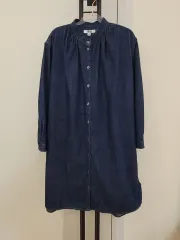 UNIQLO U ノーカラー シャツ型 デニム ONE PIECE 女の子 140サイズ