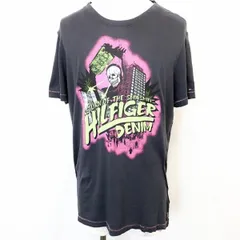【中古】[印象B] HILFIGER DENIM ヒルフィガーデニム 半袖Tシャツ / カットソー メンズ L ダークグレーなど 綿100% 若干薄手 スカル アメコミ風 プリント 丸首のサムネイル