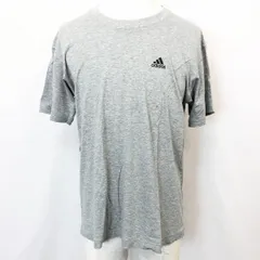 古着 アディダス adidas 半袖Tシャツ カットソー ワンポイントロゴプリント 丸首 クルーネック 綿100% コットン L ヘザーグレー 杢灰色 メンズ