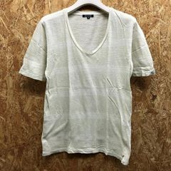 古着 アバハウス ABAHOUSE Tシャツ 半袖 深Vネック カットソー ジャカード ネイティブ柄 2 ライトヘザーグリーン系 薄杢黄緑 メンズ（レディース？）