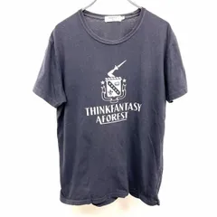 【中古】[印象BC] EDIFICE エディフィス Tシャツ メンズ 38 紺 ネイビー×ホワイトグレー THINK FANTASY A FOREST 半袖 プリント 英字 文字のサムネイル