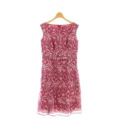 トッカ TOCCA フラワー刺繍 ワンピース ひざ丈 ノースリーブ 4 ピンクワイン /DF ■OS