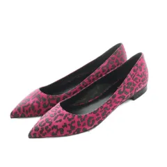 サンローラン パリ SAINT LAURENT PARIS パンプス ポインテッドトゥ ローヒール スエード レオパード柄 38 25.0cm ピンク 黒 359226 /MI ■OS