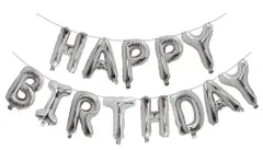 Yullymerry 誕生日 飾り付け バルーン 風船 文字高さ33cm HAPPY BIRTHDAY (シルバー) [シルバー]
