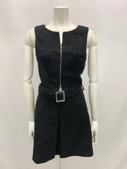 1143 JEWELS ジュエルズ キャバクラ ドレス セットアップ ツイードラメ ノースリーブ シルバージップ ウエストベルト ミニ キャバドレス S