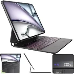 iPad Air 13インチ用ケース キーボード M2 2024、Magic Keyboard iPad Pro 12.9 (第6-2022、5th-2021、4th-2020、3rd-2018世代)用 磁気アタッチメント マルチジェスチャ ショートカットキー