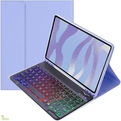 iPad Air 13インチ M4/M3/M2用の キーボードケース レインボーバックライト付き iPad Pro 12.9 第6/5/4/3世代用の キーボード付きケース お洒落 可愛い マグネット分離式 学生 ビジネス,紫+黒